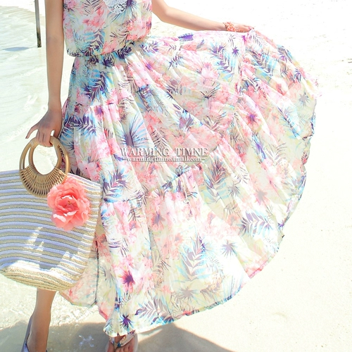 Шифоновая длинная юбка, летнее пляжное платье для путешествий, стиль бохо, Таиланд, оверсайз