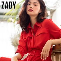 ZADY Autumn New Korean star same shirt skirt 2020 temperament loose thin red dress women