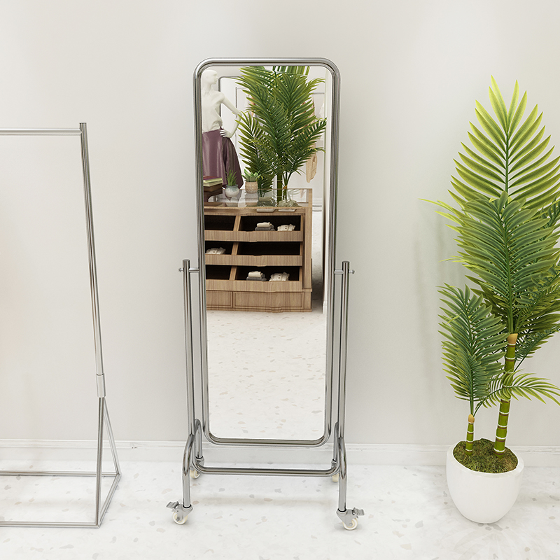 Clothing Shop Full Body Mirror Special Stainless Steel Removable Simple Vertical Full Body Mirror Girls Bedroom Home Floor Mirror