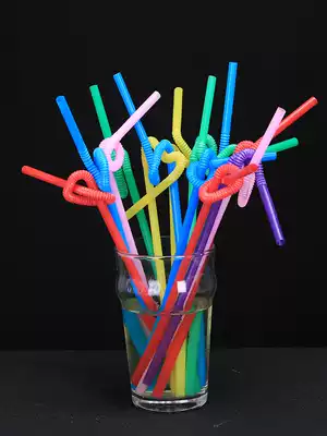 Color extended disposable straw bendable candy color art milk tea beverage Children's diy handmade small straw