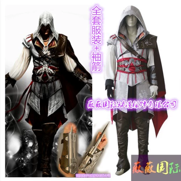 Assassin Creed 3 Quần áo COSPLAY Sát thủ tùy chỉnh nạp 2 thế hệ quần áo nam Ezio đốm đen và trắng trang phục cosplay