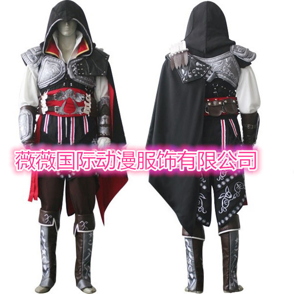 Assassin Creed 3 COSPLAY quần áo tùy chỉnh sát thủ nạp 2 thế hệ quần áo của nam giới Ezio màu đen và trắng tại chỗ cosplay 2b
