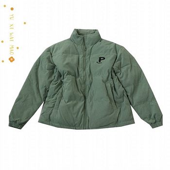 Stand collar, dropped shoulder, long sleeves, loose cotton coat Stand collar, dropped shoulder, long sleeves, loose cotton coat