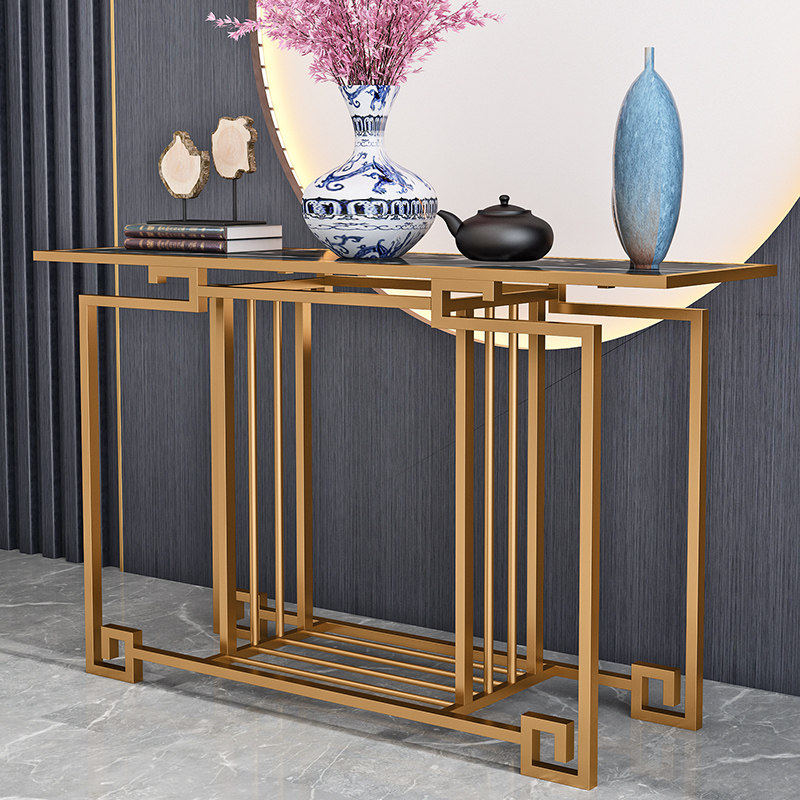 New Chinese marble Xuanguan Table corridor leaning against wall Xuanguan Guan Guan Tai Light Extravagant Case Narrow Table Hotel End View Terrace