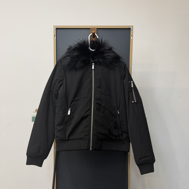 (Currently in Stock) American-Made Mk Outlet Style Women's Fur Collar Cotton Jacket Baseball Jacket with Detachable Parts