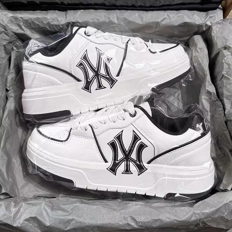 New York Yankees Authentic White Sneakers New Navy Blue Men's and Women's Couple Thick-Soled Height-Increasing Casual Sports Shoes