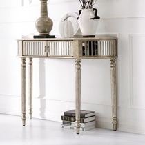 American porch table against the wall light luxury porch European-style solid wood dressing table end view modern and simple porch side table