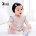 Yilara quần áo mùa hè cho bé 0-1 tuổi cotton dài tay bé gái một mảnh mỏng romper bé băng băng romper cotton - Áo liền quần