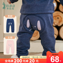 Yilala early spring baby casual pants for men and women double-layer velvet thickened baby cotton pants 0-2 years old