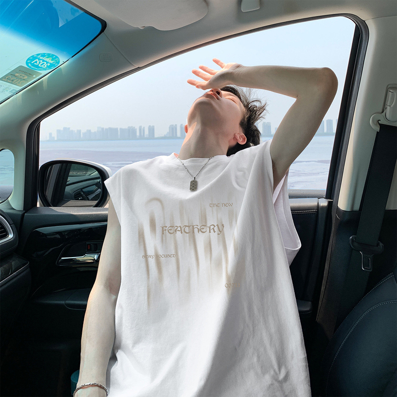 Trendy Letter Tank Top for Men, Summer American Style Pure Cotton Couple's T-Shirt, Loose and Versatile Casual Sleeveless T-Shirt, Trendy Brand Trendy Letter Tank Top for Men, Summer American Style Pure Cotton Couple's T-Shirt, Loose and Versatile Casual Sleeveless T-Shirt, Trendy Brand