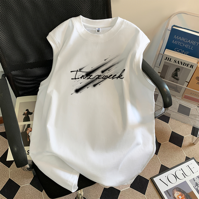 American-Style Heavyweight Pure Cotton Men's Summer High Street Vibe Sleeveless T-Shirt Youth Sports Vest Track and Field Tank Top