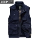 JEEP / Jeep ngoài trời vest giải trí nam trung niên dụng cụ vest lỏng lẻo kích thước lớn nhiều túi áo ghi lê vest - Dệt kim Vest