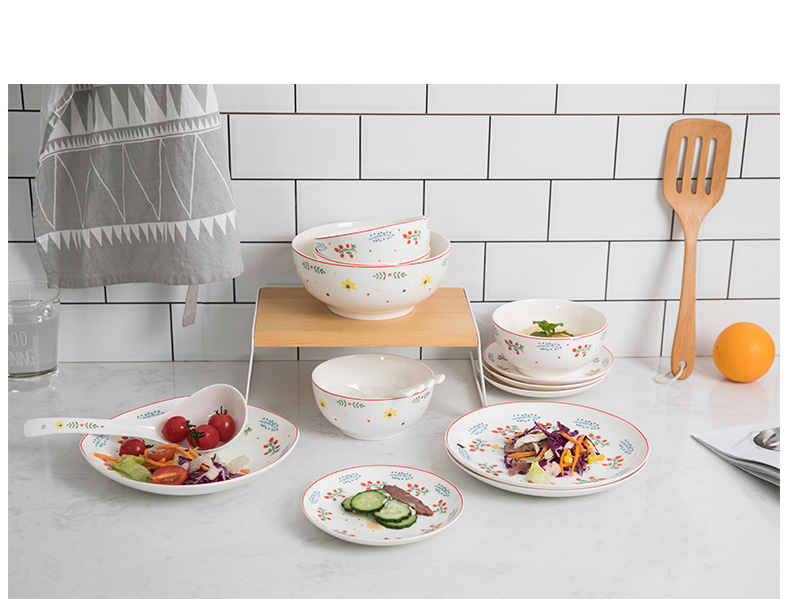 Lovely holiday ipads porcelain tableware suit dish dish spoon ceramic family dishes with rice bowl dish suits for