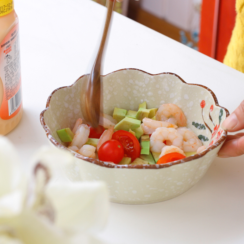 Under the glaze color hand - made three - color small bowl of fruit salad bowl, lovely creative household ceramics baked snack bowl bowl for the job