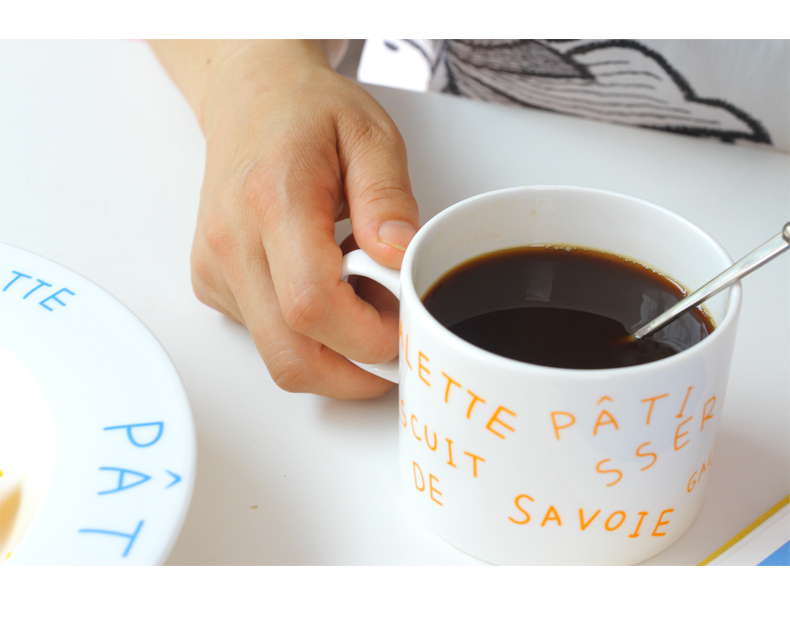 North house ceramics ceramic cup French letters picking cups of coffee cup of milk tea cup ipads porcelain cup water