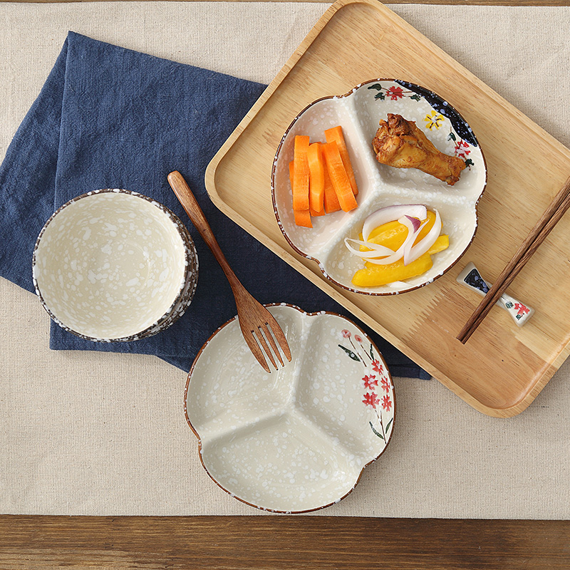 Japanese and children more than three tray was breakfast tray ceramic household means tray dish plate plate plate