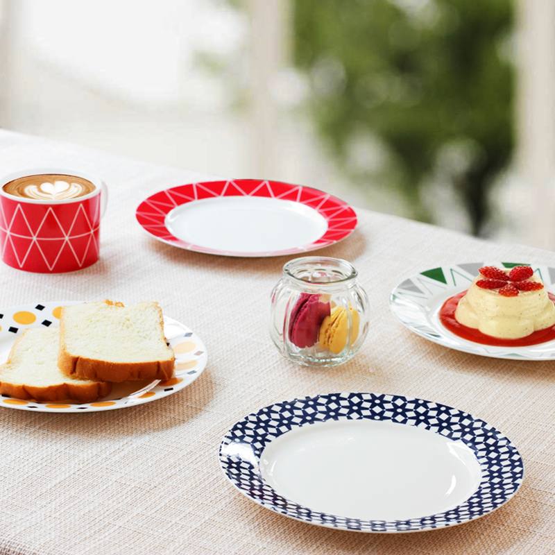 Geometric four mount western - style food and coffee cup steak household creative ceramic plate flat for breakfast snacks