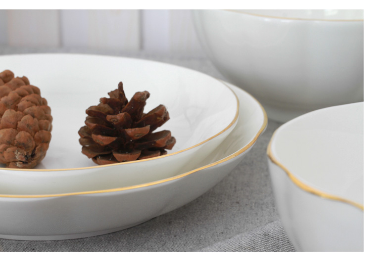 Pure white ceramic tableware series rice bowls gold petals rainbow such as bowl dish dish deep dish