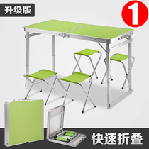 Blue language folding table stall push outdoor foldable table Dining table and chair Portable home stall promotional table