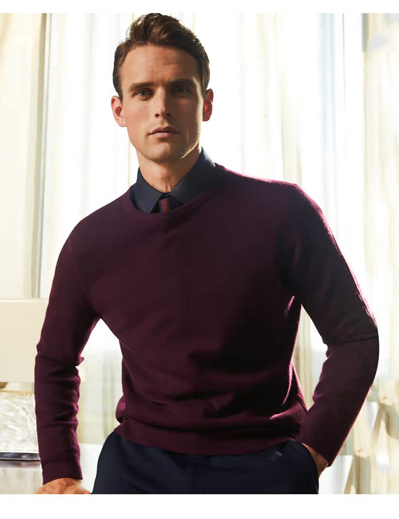 Áo len dệt kim dài tay của VICUTU / Weikedo Áo len cổ tròn len và cashmere Blend đan áo len áo len nam thời trang