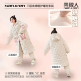 Демисезонный стеганый коралловый бархатный банный халат, флисовая длинная толстовка с капюшоном, пижама, комплект, увеличенная толщина