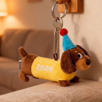 Zeze cartoon dachshund puppy plush pendant keychain bag pendant doll clothing accessories monica peripherals