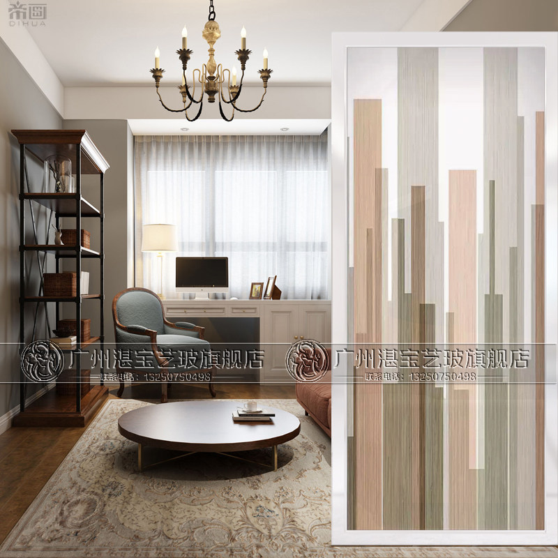 Art glass background wall Nordic style decorative living room screen partition aisle porch frosting process abstract drawing