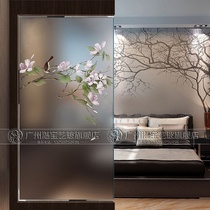 Art glass entrance screen custom modern technology double-sided tempered living room partition aisle Chinese simple bird