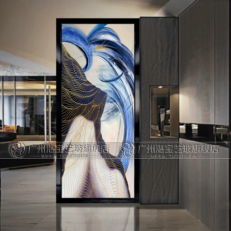 Art Glass Screen Aisle Gangguan Cabinet Living Room Cubicle TV Background Wall Eurostyle Minima Bifacial Abstract