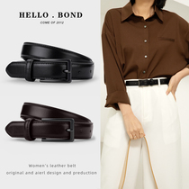 Black womens leather belt pure top layer cowhide simple all-match jeans with Korean style casual decorative belt for women