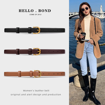 Belt Ladies Leather Fashion Pure Cowhide Versatile Belt Womens Fine Matching Suit Coat Decoration Retro Jeans Belt