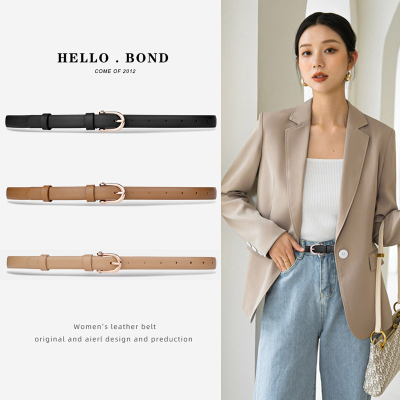 Leather Strap Woman Real Leather Head Layer Bull Leather Fashion 100 Hitch Decorative Belt Women Fini Craze Black Matching Jeans Strap