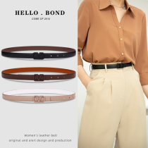 Belt womens genuine leather pure cowhide simple all-match net red ins wind belt womens narrow decorative fashion jeans belt