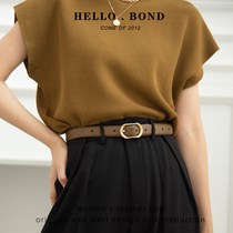 Belt womens simple retro leather pure cowhide belt womens thin ins style decoration all-match casual jeans with trendy