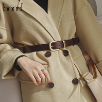 Belt womens leather top layer cowhide copper buckle fashion all-match belt casual youth simple pin buckle black belt