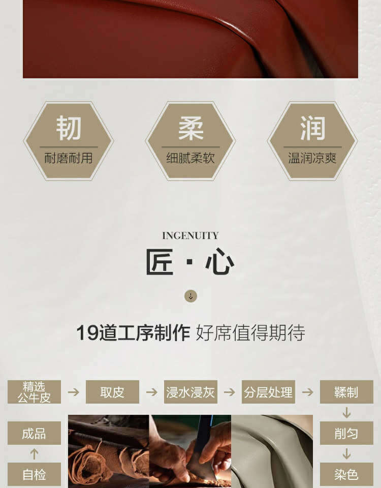 水星出品 百丽丝家纺 意大利头层牛皮凉席 图10