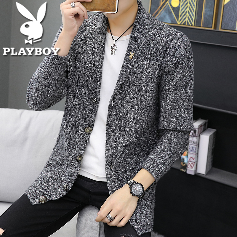 Playboy mùa xuân nam dệt kim Cardigan Jacket 2020 Xu hướng Out đầu mặc một chiếc áo len.