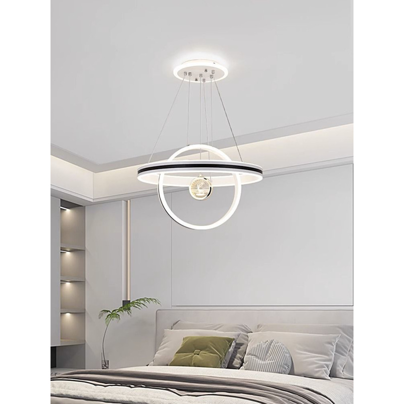 Light Luxury Circular Dining Room Chandelier, Elk Crystal Master Bedroom Lamp, Children's Room Lamp with Three Color Changing Lights, Bar Counter Dining Table Lamp, Restaurant Lamp