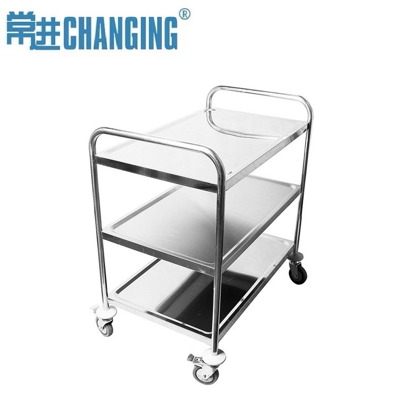 Changjin stainless steel trolley thickened multi-layer delivery dining car mobile shelf kitchen rack with pulley commercial