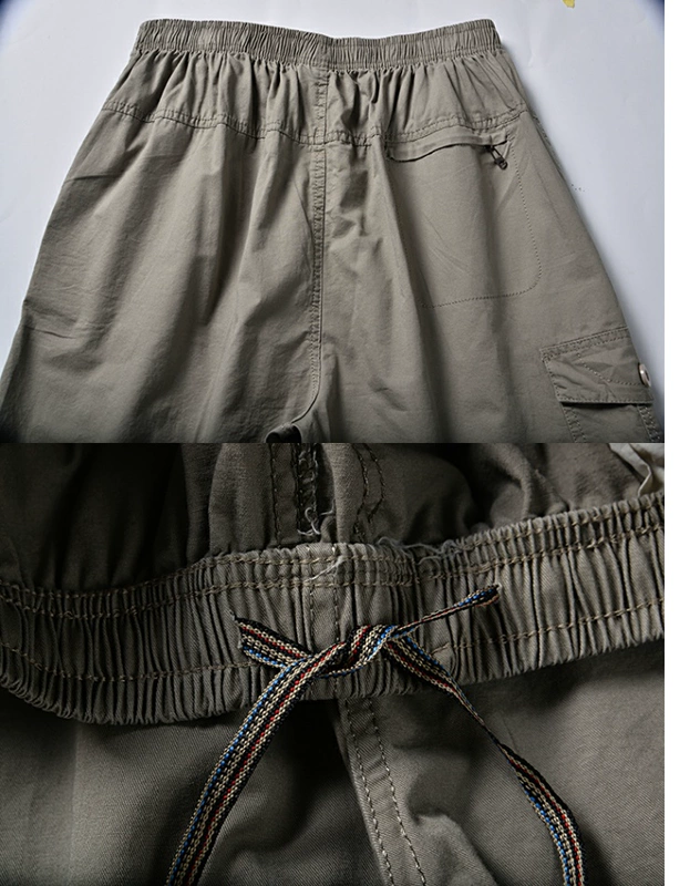 Siêu béo chất béo 佬 quần short cộng với chất béo cộng với size quần rộng cho nam giản dị cha trung niên nhiều túi năm quần sịp nam