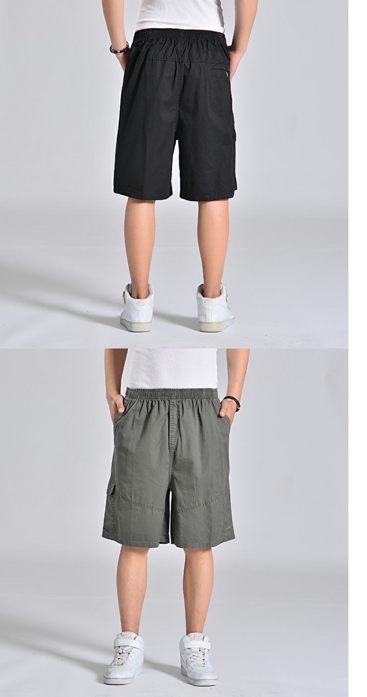 Siêu béo chất béo 佬 quần short cộng với chất béo cộng với size quần rộng cho nam giản dị cha trung niên nhiều túi năm quần quần lót nam thun lạnh