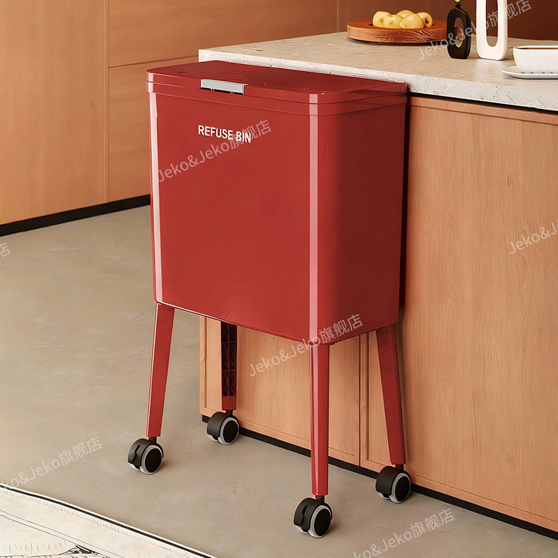 Red Trash Can for Home Use, Tall, Suitable for Weddings and Celebrations, for Kitchen and Living Room, High Aesthetic Value, with Lid, No Need to Bend Over, Movable Red Trash Can for Home Use, Tall, Suitable for Weddings and Celebrations, for Kitchen and Living Room, High Aesthetic Value, with Lid, No Need to Bend Over, Movable