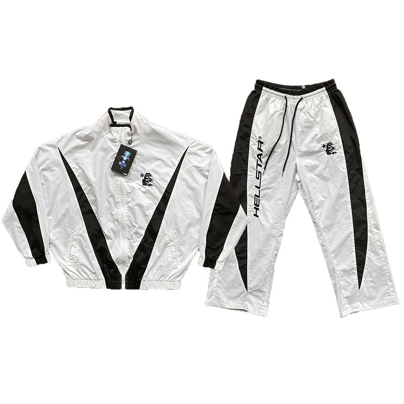 Hellstar Thriller Black and White Color-Blocked Embroidered Jacket and Pants Set Hellstar Thriller Black and White Color-Blocked Embroidered Jacket and Pants Set