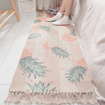 INS Japanese-style cotton hand-woven bedside carpet eco-friendly home bedroom room long tassel non-slip mat