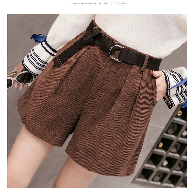 Quần short nữ mùa thu đông 2018 mới mặc rộng chân rộng eo cao một kiểu chân to size thon quần jean short lửng nữ