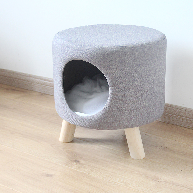 Cat Nest All Season Universal Enclosed Stool Human Cat Shared Kitty Bed House Small House Summer Solid Wood Net Red Young Cat