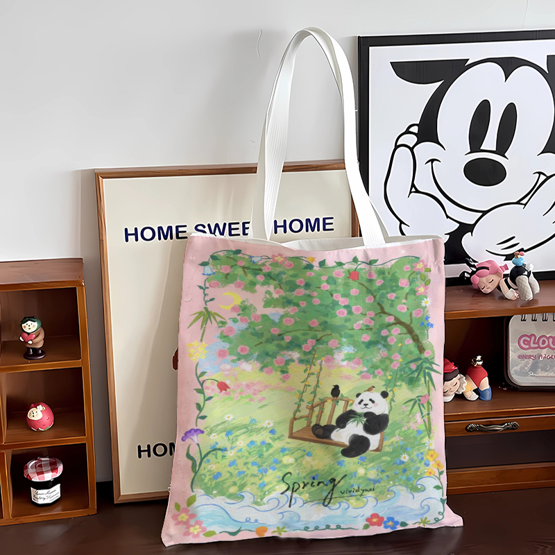 Panda Huahua Velvet Bag, Simple and Cute Peripheral Product, Fruit-Themed and Rolling Velvet Bag, Shoulder Bag, Student Eco-Friendly Bag Panda Huahua Velvet Bag, Simple and Cute Peripheral Product, Fruit-Themed and Rolling Velvet Bag, Shoulder Bag, Student Eco-Friendly Bag