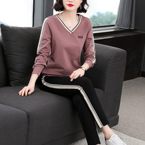 Moms autumn sweater two-piece set female 40 years old 50 foreign style sports set fashion clothing age-reducing middle-aged casual spring and autumn clothing