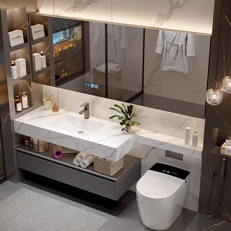 Slate Ceramic Seamless Basin Bathroom Cabinet Toilet Extension Board Bathroom Washbasin Sink Cabinet