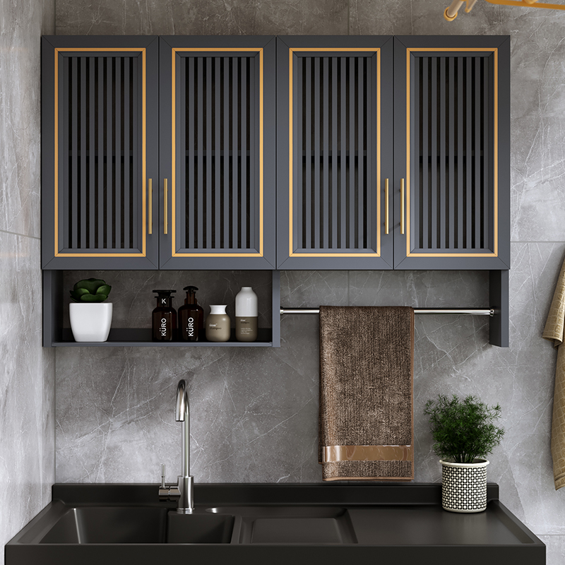 Space Aluminum Kitchen Hanging Cabinet Wall Cupboard Wall Cupboard wall Rack Rack Woolen Towel Rack Hanging Cabinet Balcony Toilet Locker-Taobao